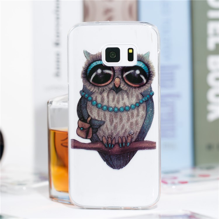 IMD Glitter Powder Flexible TPU Mobile Phone Case for Samsung Galaxy S7 SM-G930 - Owl Pattern-4