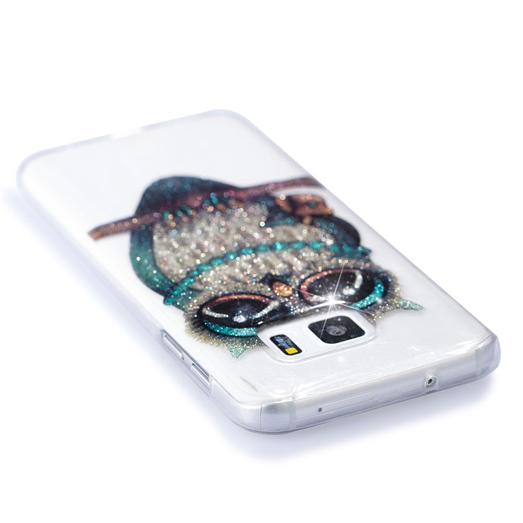 IMD Glitter Powder Flexible TPU Mobile Phone Case for Samsung Galaxy S7 SM-G930 - Owl Pattern-5