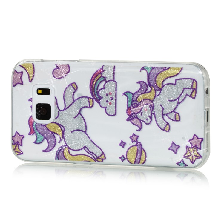 IMD Glitter Powder Flexible TPU Mobile Phone Cover for Samsung Galaxy S7 SM-G930 - Adorable Unicorns-2