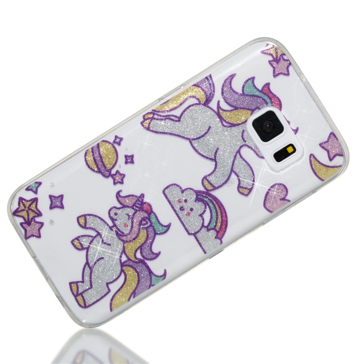 IMD Glitter Powder Flexible TPU Mobile Phone Cover for Samsung Galaxy S7 SM-G930 - Adorable Unicorns-3