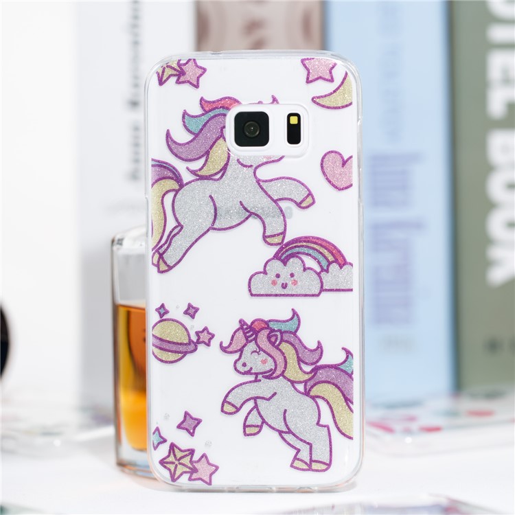 IMD Glitter Powder Flexible TPU Mobile Phone Cover for Samsung Galaxy S7 SM-G930 - Adorable Unicorns-4