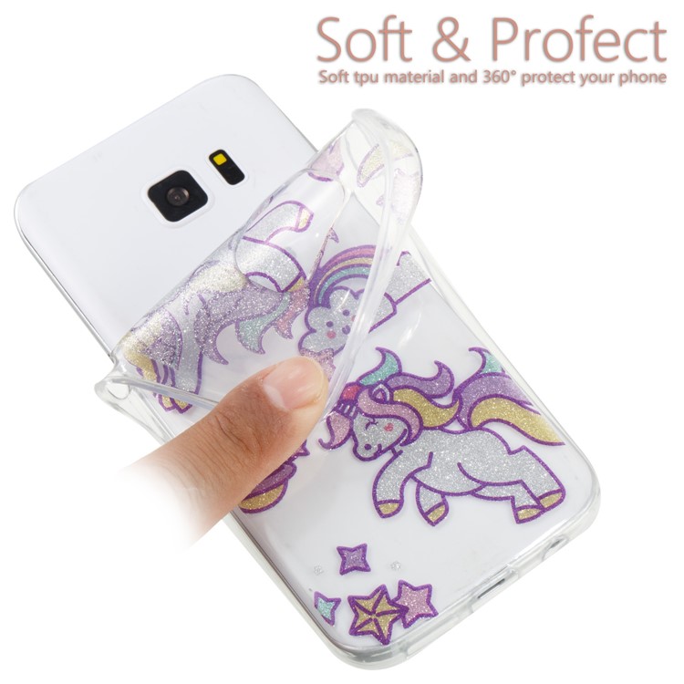 IMD Glitter Powder Flexible TPU Mobile Phone Cover for Samsung Galaxy S7 SM-G930 - Adorable Unicorns-6