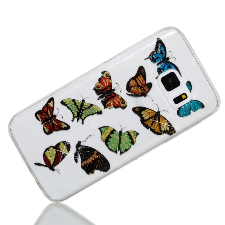 IMD Glitter Powder TPU Mobile Casing for Samsung Galaxy S7 SM-G930 - Multi-butterflies-3