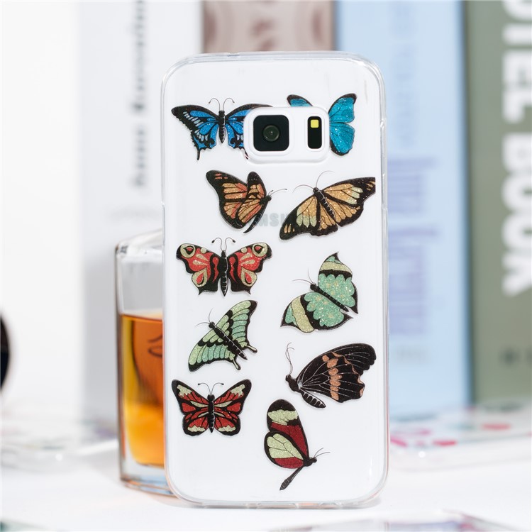 IMD Glitter Powder TPU Mobile Casing for Samsung Galaxy S7 SM-G930 - Multi-butterflies-4