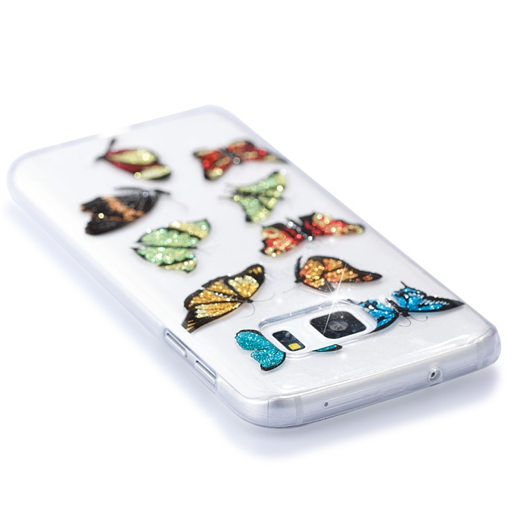 IMD Glitter Powder TPU Mobile Casing for Samsung Galaxy S7 SM-G930 - Multi-butterflies-5
