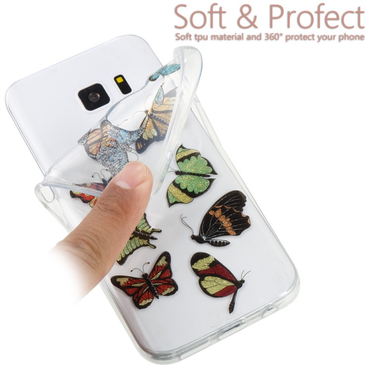 IMD Glitter Powder TPU Mobile Casing for Samsung Galaxy S7 SM-G930 - Multi-butterflies-6