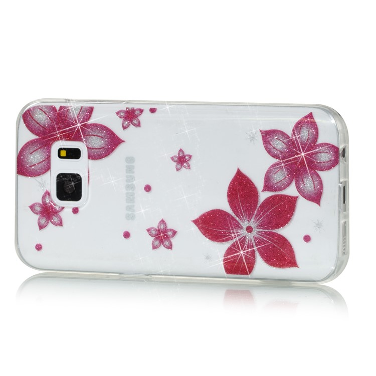 IMD Glitter Powder TPU Cover Case for Samsung Galaxy S7 SM-G930 - Red Flower-2
