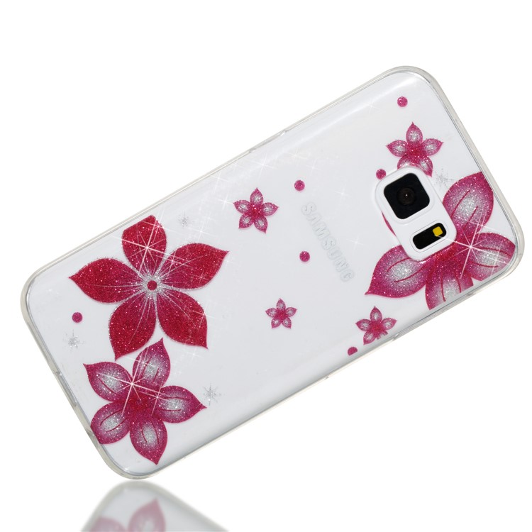 IMD Glitter Powder TPU Cover Case for Samsung Galaxy S7 SM-G930 - Red Flower-3
