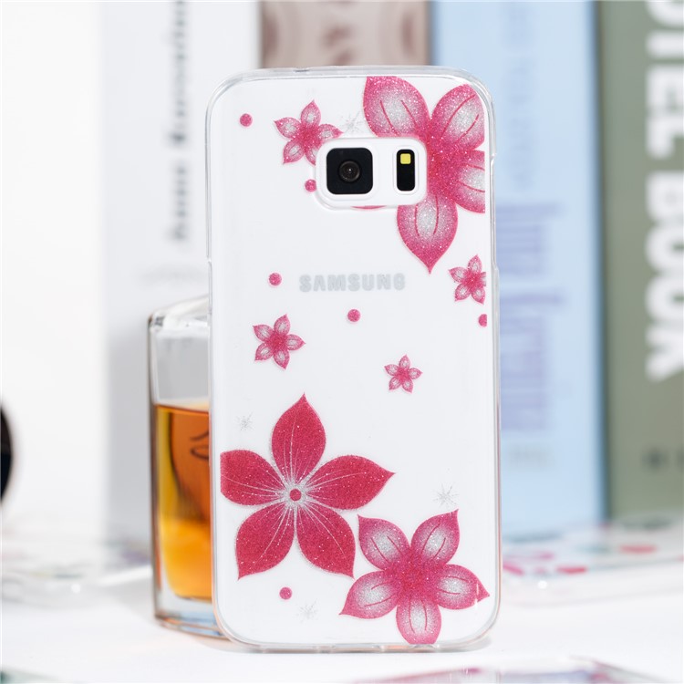 IMD Glitter Powder TPU Cover Case for Samsung Galaxy S7 SM-G930 - Red Flower-4
