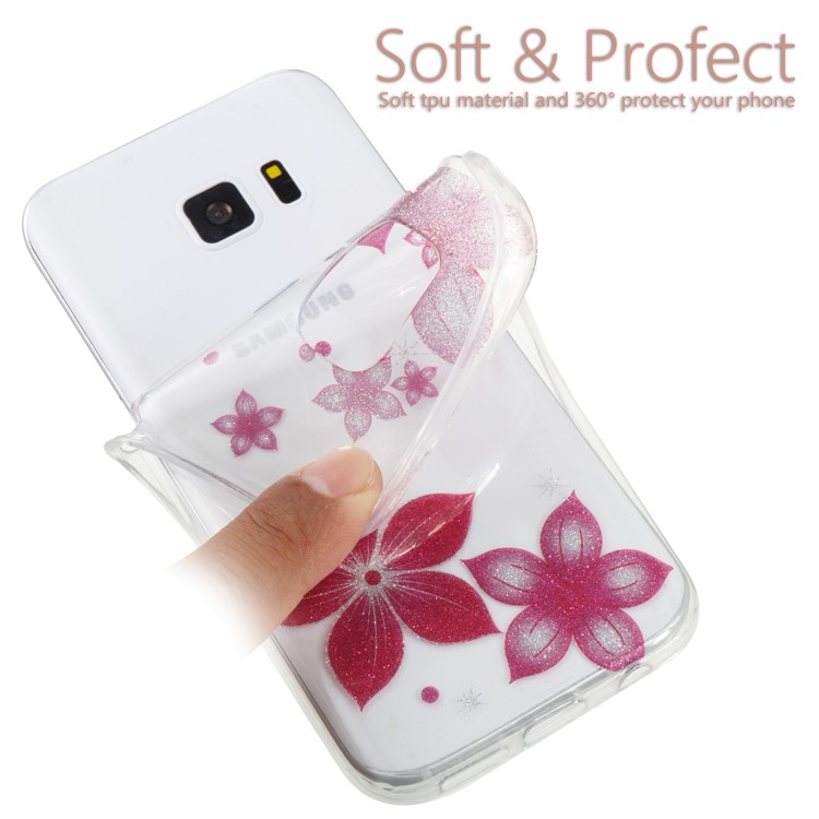IMD Glitter Powder TPU Cover Case for Samsung Galaxy S7 SM-G930 - Red Flower-6