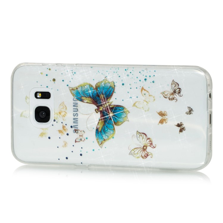 IMD Glitter Powder TPU Back Case for Samsung Galaxy S7 edge SM-G935 - Pretty Butterflies-3