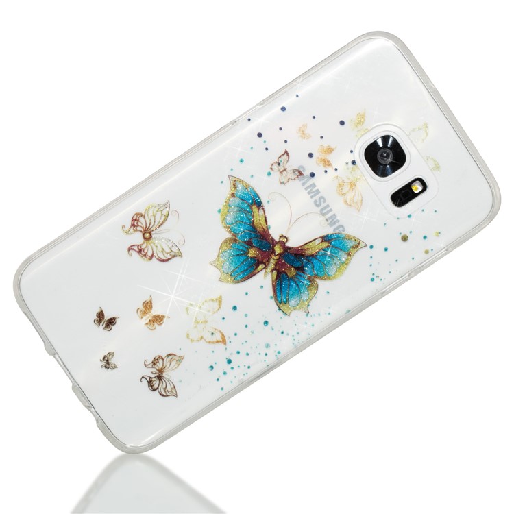 IMD Glitter Powder TPU Back Case for Samsung Galaxy S7 edge SM-G935 - Pretty Butterflies-4