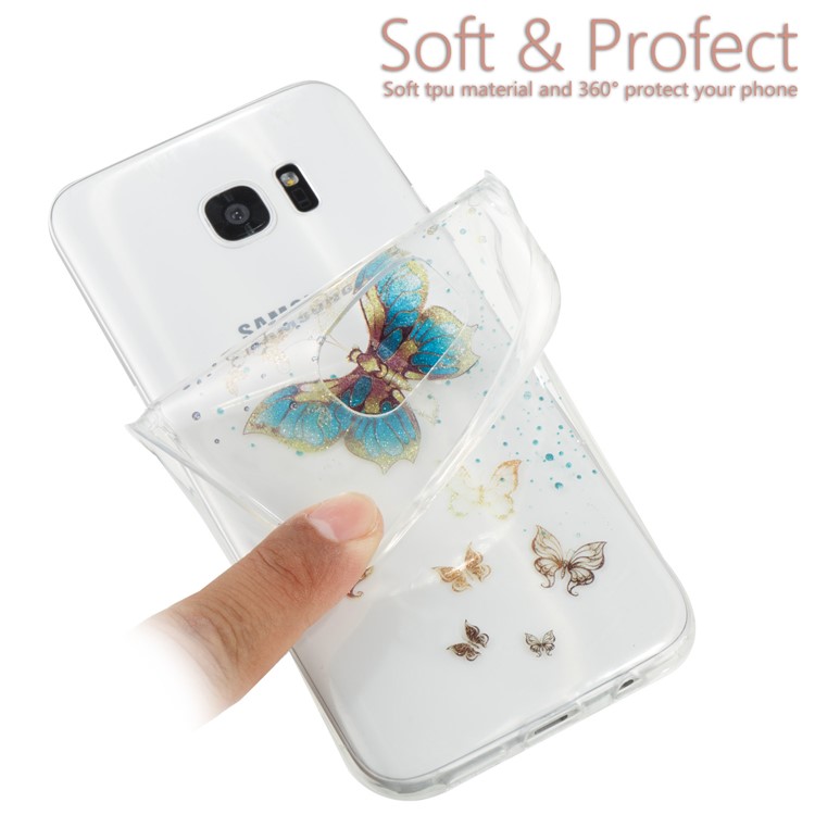 IMD Glitter Powder TPU Back Case for Samsung Galaxy S7 edge SM-G935 - Pretty Butterflies-7