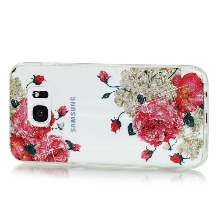 IMD Glitter Powder TPU Phone Cover for Samsung Galaxy S7 edge SM-G935 - Blooming Flowers-2