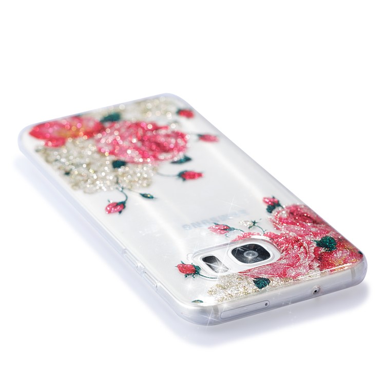IMD Glitter Powder TPU Phone Cover for Samsung Galaxy S7 edge SM-G935 - Blooming Flowers-5