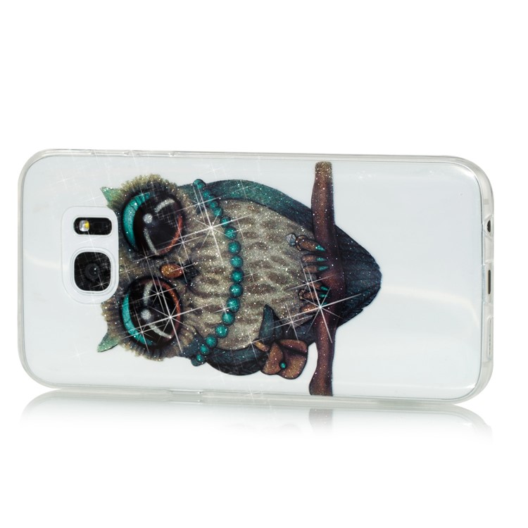 IMD Glitter Powder TPU Phone Shell for Samsung Galaxy S7 edge SM-G935 - Owl Pattern-2