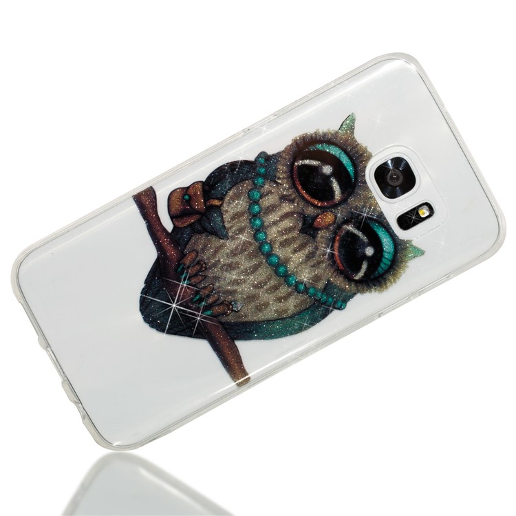 IMD Glitter Powder TPU Phone Shell for Samsung Galaxy S7 edge SM-G935 - Owl Pattern-3