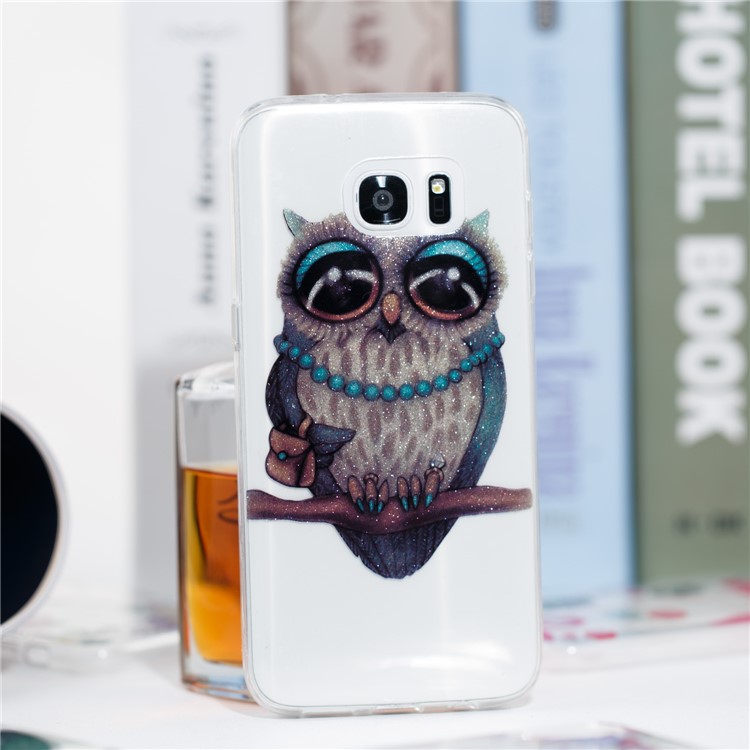 IMD Glitter Powder TPU Phone Shell for Samsung Galaxy S7 edge SM-G935 - Owl Pattern-4
