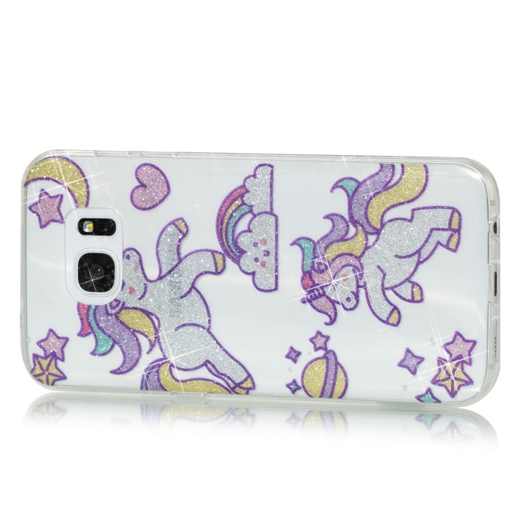 IMD Glitter Powder TPU Mobile Case for Samsung Galaxy S7 edge SM-G935 - Adorable Unicorns-2