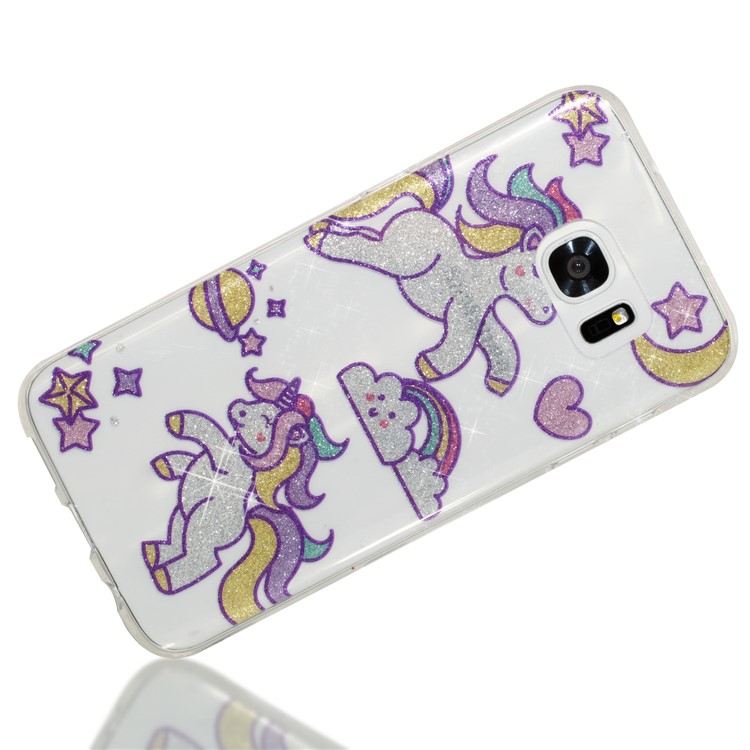 IMD Glitter Powder TPU Mobile Case for Samsung Galaxy S7 edge SM-G935 - Adorable Unicorns-3