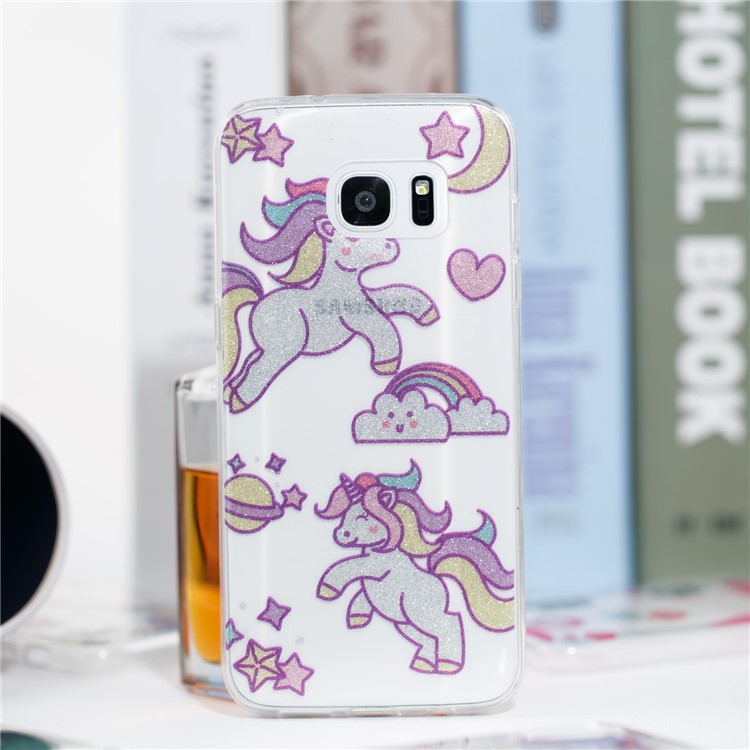 IMD Glitter Powder TPU Mobile Case for Samsung Galaxy S7 edge SM-G935 - Adorable Unicorns-4