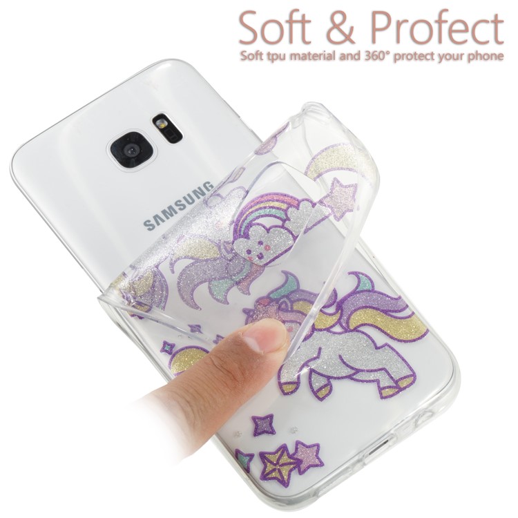IMD Glitter Powder TPU Mobile Case for Samsung Galaxy S7 edge SM-G935 - Adorable Unicorns-6
