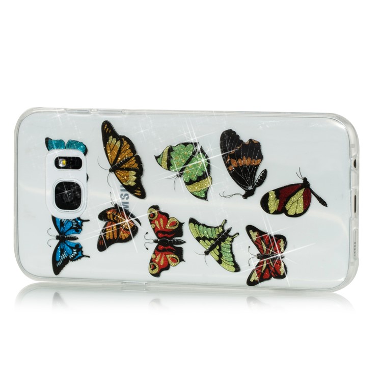 IMD Glitter Powder TPU Cell Phone Case for Samsung Galaxy S7 edge SM-G935 - Multi-butterflies-2