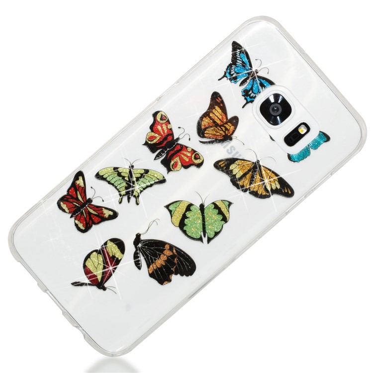IMD Glitter Powder TPU Cell Phone Case for Samsung Galaxy S7 edge SM-G935 - Multi-butterflies-3
