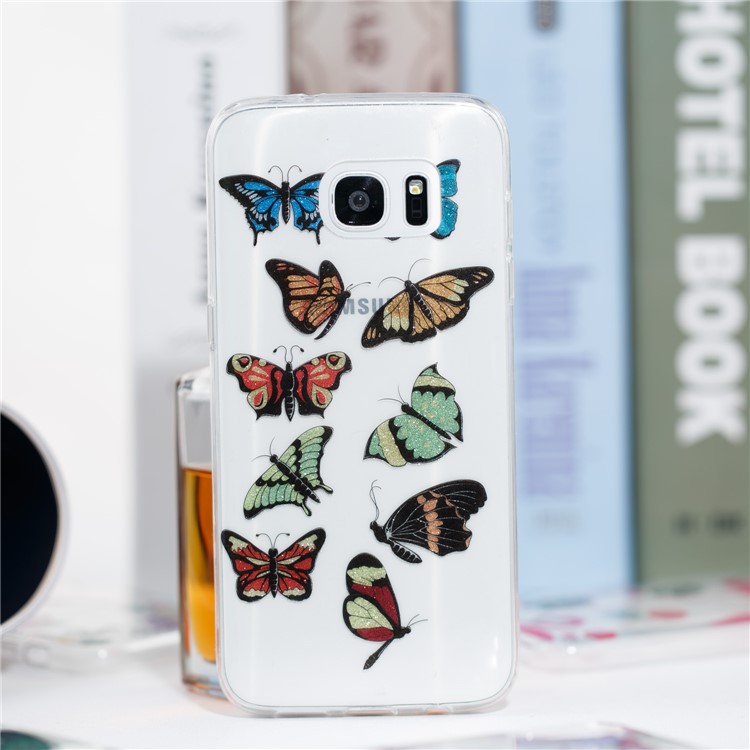 IMD Glitter Powder TPU Cell Phone Case for Samsung Galaxy S7 edge SM-G935 - Multi-butterflies-4