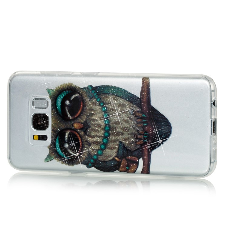 Clear IMD Glitter Powder Patterned TPU Mobile Accessory Cover for Samsung Galaxy S8 G950 - Owl-3
