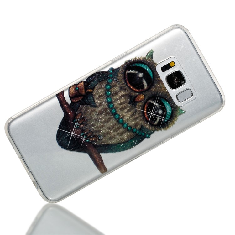 Clear IMD Glitter Powder Patterned TPU Mobile Accessory Cover for Samsung Galaxy S8 G950 - Owl-4