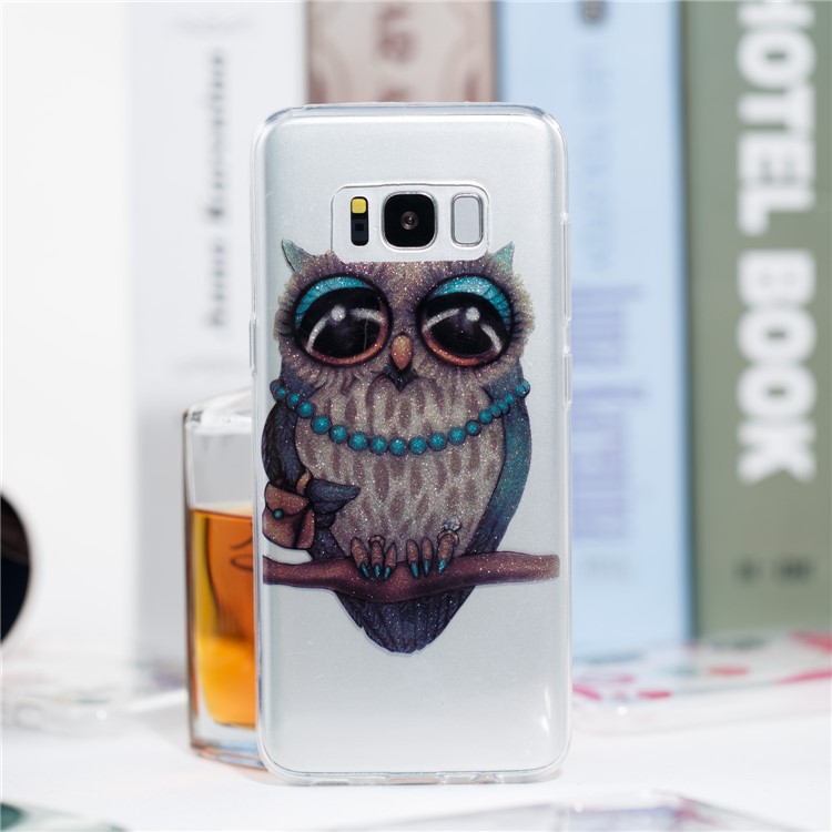 Clear IMD Glitter Powder Patterned TPU Mobile Accessory Cover for Samsung Galaxy S8 G950 - Owl-5