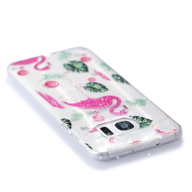 Clear IMD Glitter Powder Patterned TPU Mobile Accessory Case for Samsung Galaxy S8 G950 - Flamingo-5