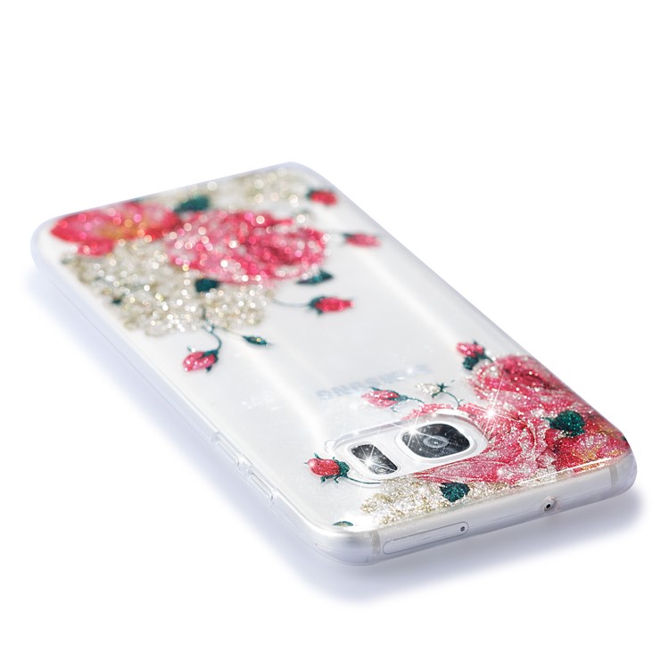 Clear IMD Glitter Powder Patterned TPU Mobile Accessory Casing for Samsung Galaxy S8 G950 - Roses-5