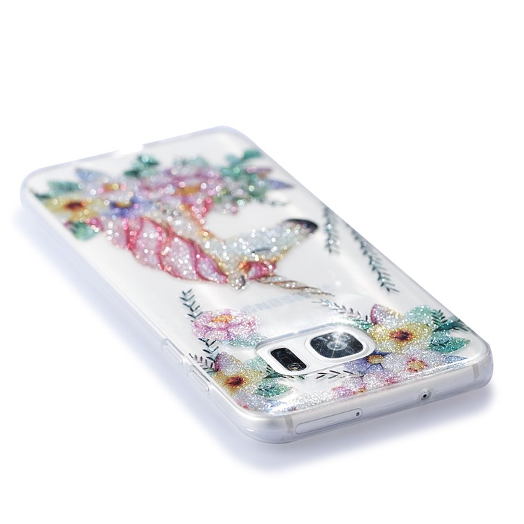 Clear IMD Glitter Powder Patterned TPU Mobile Accessory Shell for Samsung Galaxy S8 G950 - Sleeping Unicorn-5