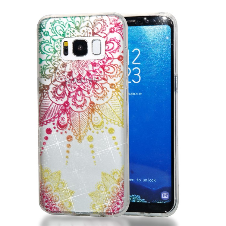 Clear IMD Glitter Powder Patterned TPU Mobile Cover for Samsung Galaxy S8 G950 - Mandala-1