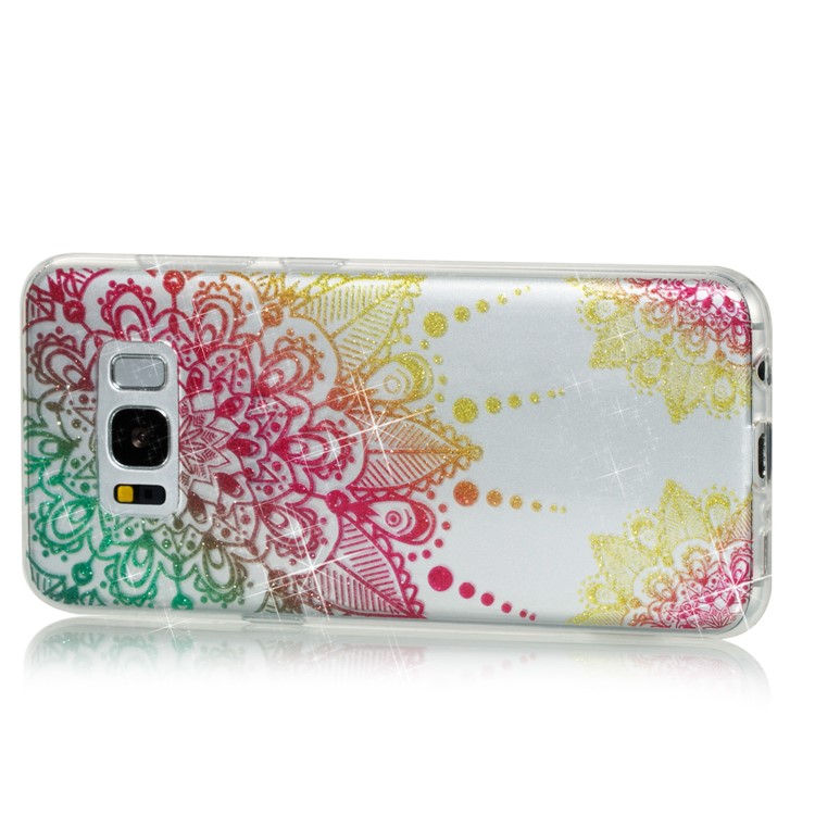 Clear IMD Glitter Powder Patterned TPU Mobile Cover for Samsung Galaxy S8 G950 - Mandala-2
