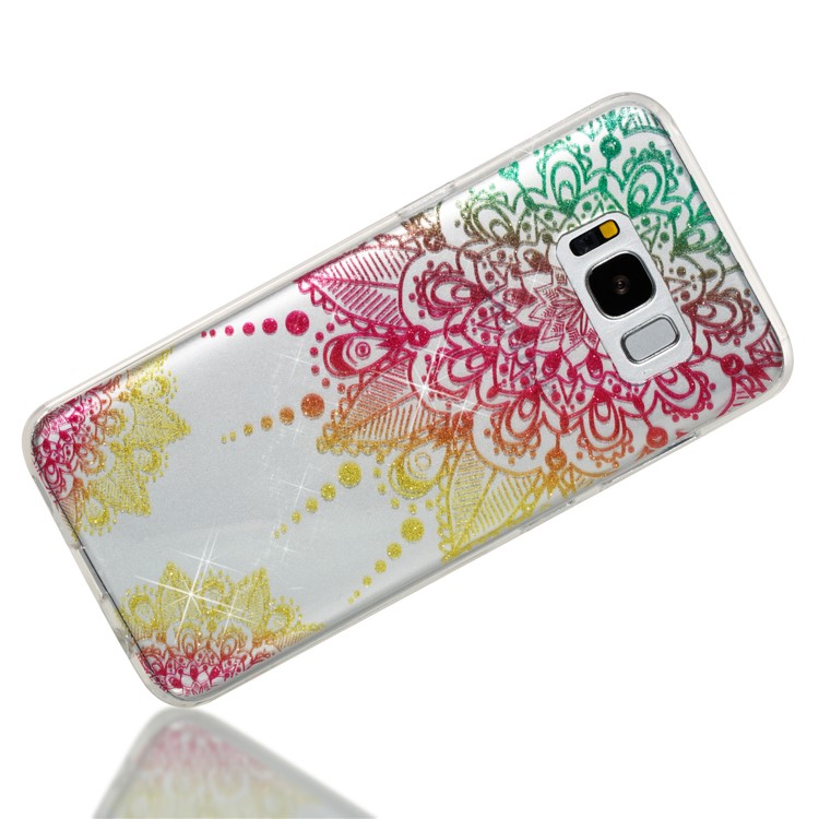 Clear IMD Glitter Powder Patterned TPU Mobile Cover for Samsung Galaxy S8 G950 - Mandala-3