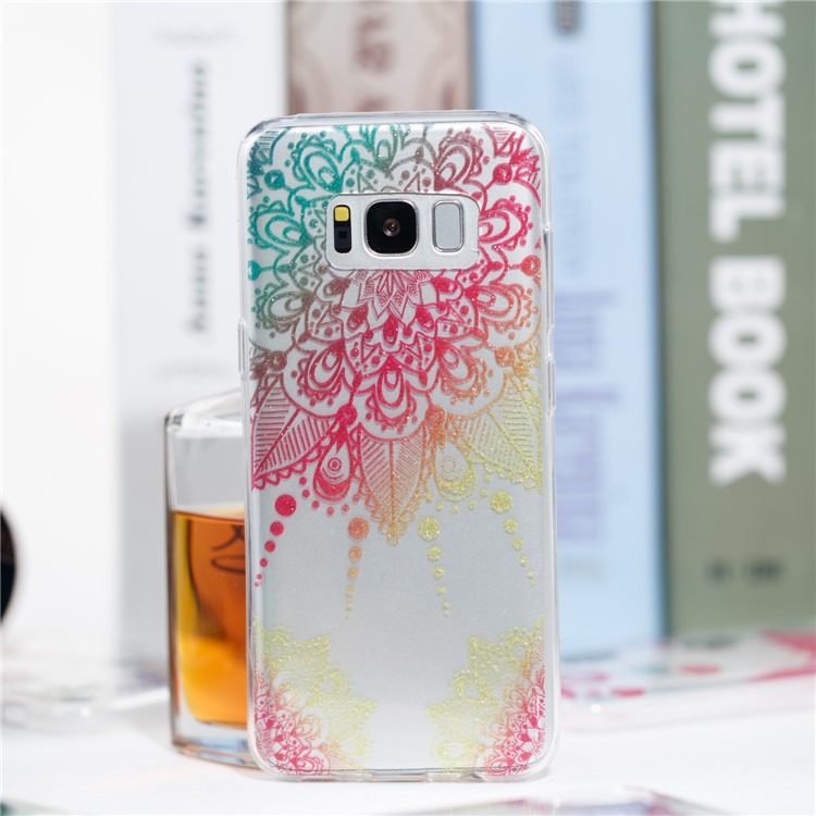 Clear IMD Glitter Powder Patterned TPU Mobile Cover for Samsung Galaxy S8 G950 - Mandala-4