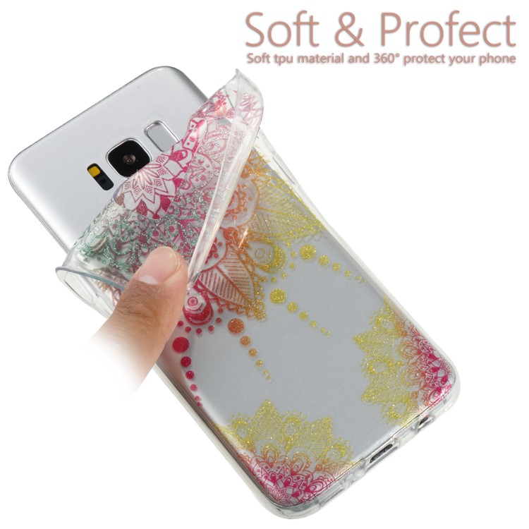 Clear IMD Glitter Powder Patterned TPU Mobile Cover for Samsung Galaxy S8 G950 - Mandala-6