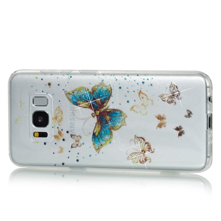 Clear IMD Glitter Powder Patterned TPU Mobile Case for Samsung Galaxy S8 G950 - Shiny Butterflies-2