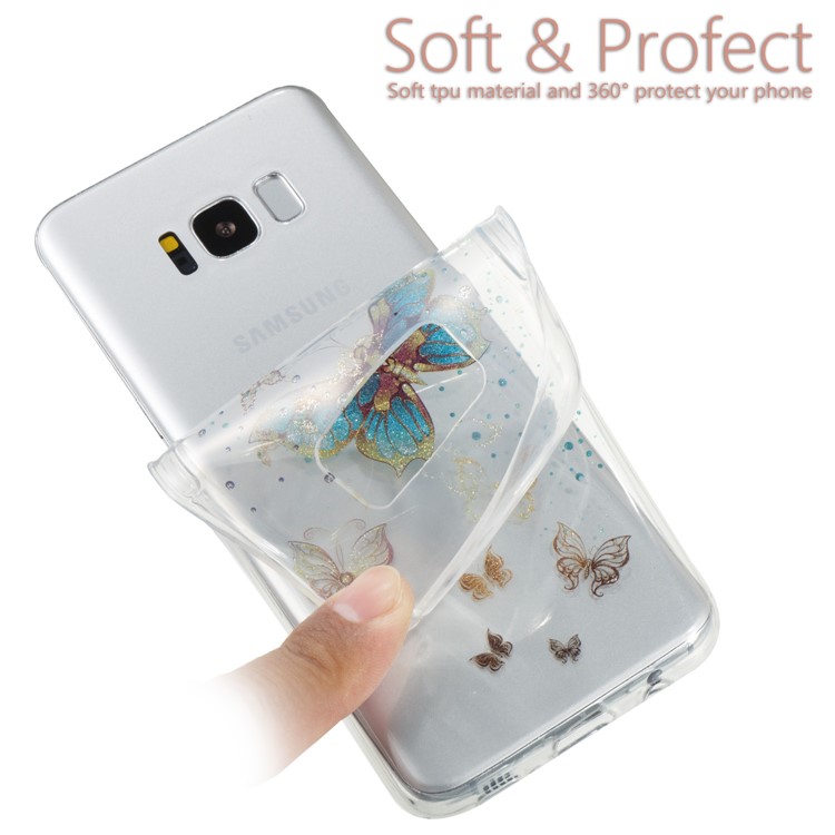 Clear IMD Glitter Powder Patterned TPU Mobile Case for Samsung Galaxy S8 G950 - Shiny Butterflies-6