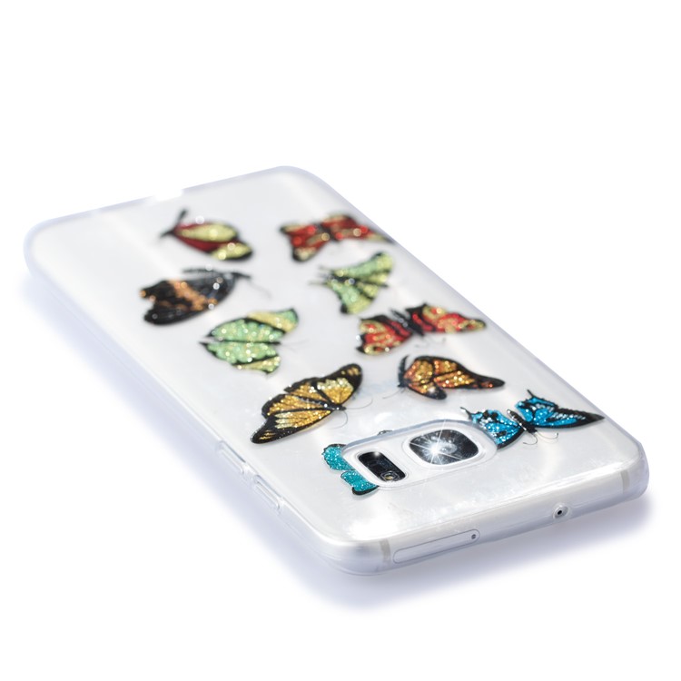 Clear IMD Glitter Powder Patterned TPU Mobile Casing for Samsung Galaxy S8 G950 - Colorful Butterflies-5