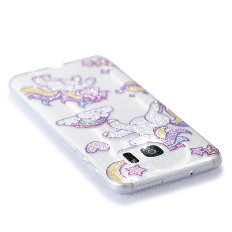 Clear IMD Glitter Powder Patterned TPU Mobile Shell for Samsung Galaxy S8 G950 - Playing Unicorn-5
