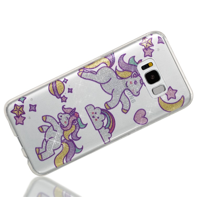 Clear IMD Glitter Powder Patterned TPU Phone Case for Samsung Galaxy S8 Plus SM-G955 - Playing Unicorns-3