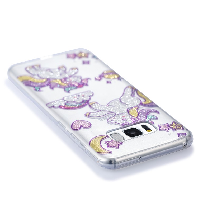 Clear IMD Glitter Powder Patterned TPU Phone Case for Samsung Galaxy S8 Plus SM-G955 - Playing Unicorns-5