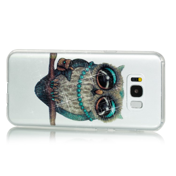 Clear IMD Glitter Powder Patterned TPU Phone Cover for Samsung Galaxy S8 Plus SM-G955 - Owl-2