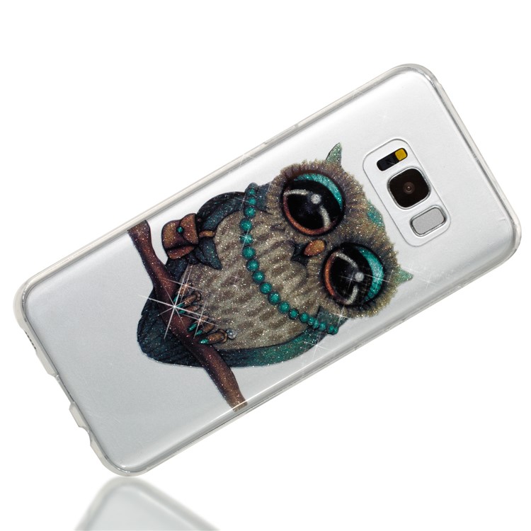 Clear IMD Glitter Powder Patterned TPU Phone Cover for Samsung Galaxy S8 Plus SM-G955 - Owl-3