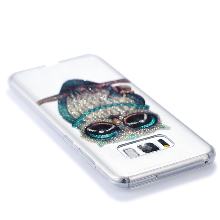 Clear IMD Glitter Powder Patterned TPU Phone Cover for Samsung Galaxy S8 Plus SM-G955 - Owl-5
