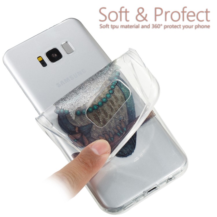 Clear IMD Glitter Powder Patterned TPU Phone Cover for Samsung Galaxy S8 Plus SM-G955 - Owl-6